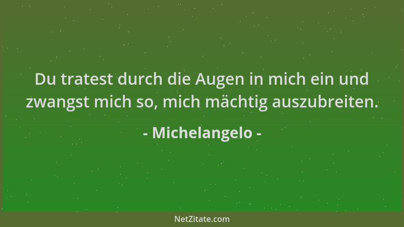 Michelangelo - Du tratest durch die Augen in mich ein und zwangst mich so, mich mächtig auszubreiten....