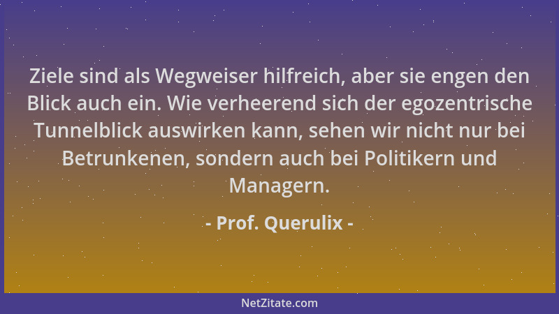 Prof. Querulix - Ziele sind als Wegweiser hilfreich, aber sie engen den Blick auch ein. Wie verheerend sich der egozentrisc...