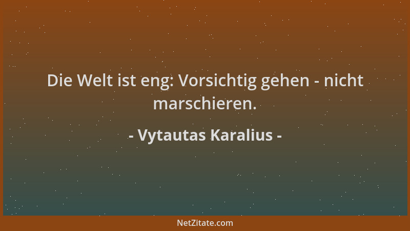 Vytautas Karalius - Die Welt ist eng: Vorsichtig gehen - nicht marschieren....