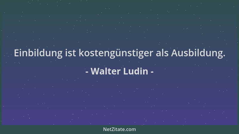Walter Ludin - Einbildung ist kostengünstiger als Ausbildung....