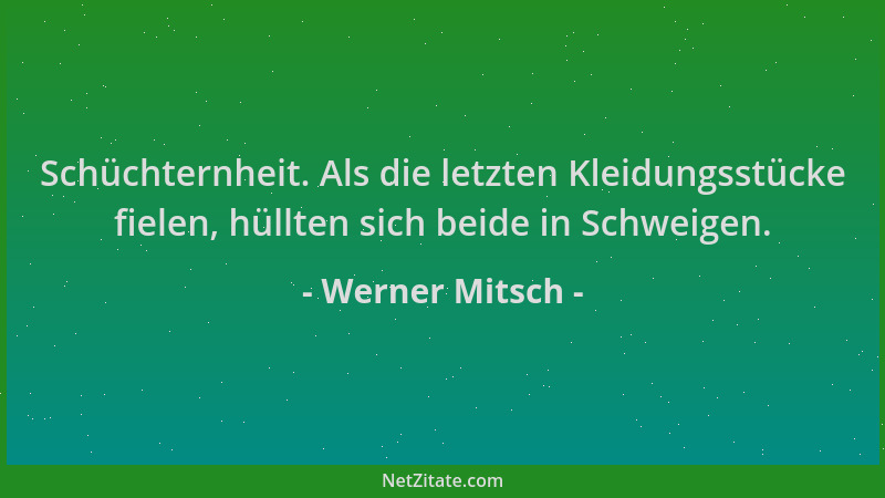 Werner Mitsch - Schüchternheit. Als die letzten Kleidungsstücke fielen, hüllten sich beide in Schweigen....