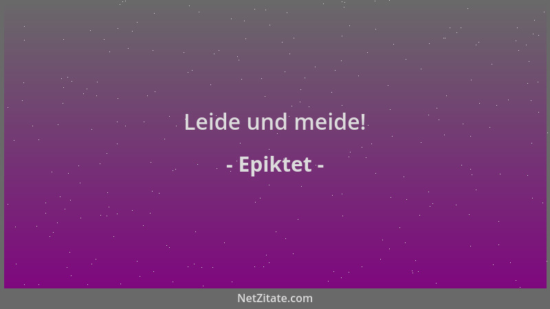 Epiktet - Leide und meide!...