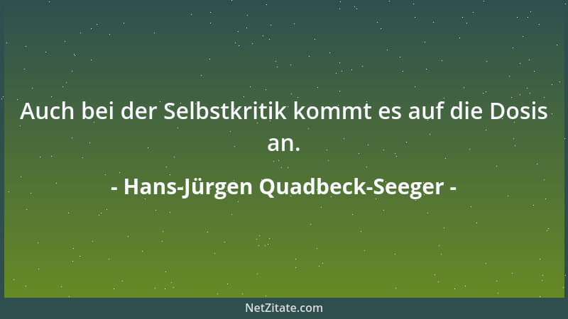 Hans-Jürgen Quadbeck-Seeger - Auch bei der Selbstkritik kommt es auf die Dosis an....