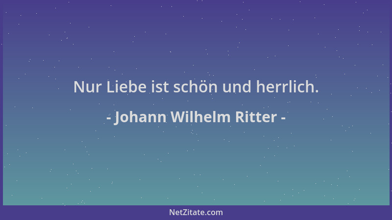 Johann Wilhelm Ritter - Nur Liebe ist schön und herrlich....