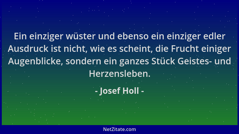 Josef Holl - Ein einziger wüster und ebenso ein einziger edler Ausdruck ist nicht, wie es scheint, die Frucht einiger Augen...