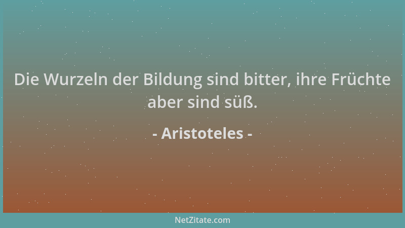 Aristoteles - Die Wurzeln der Bildung sind bitter, ihre Früchte aber sind süß....