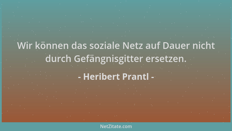 Heribert Prantl - Wir können das soziale Netz auf Dauer nicht durch Gefängnisgitter ersetzen....