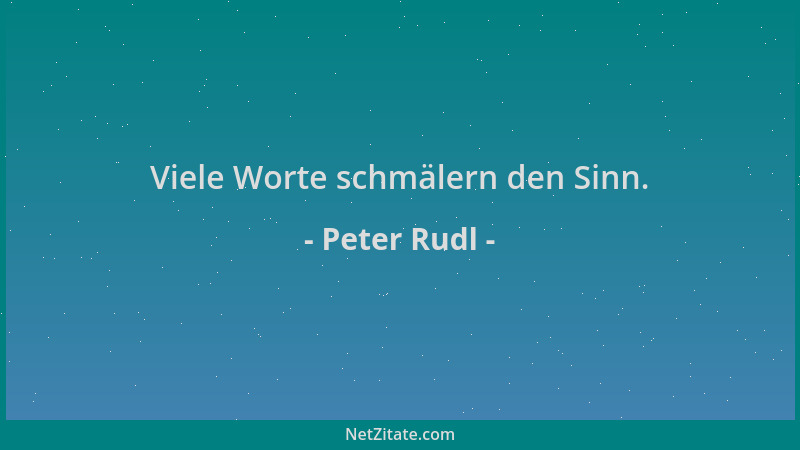 Peter Rudl - Viele Worte schmälern den Sinn....
