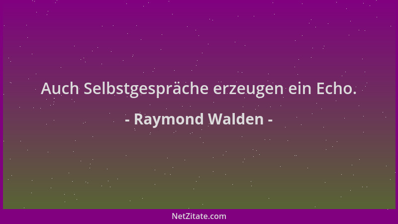 Raymond Walden - Auch Selbstgespräche erzeugen ein Echo....
