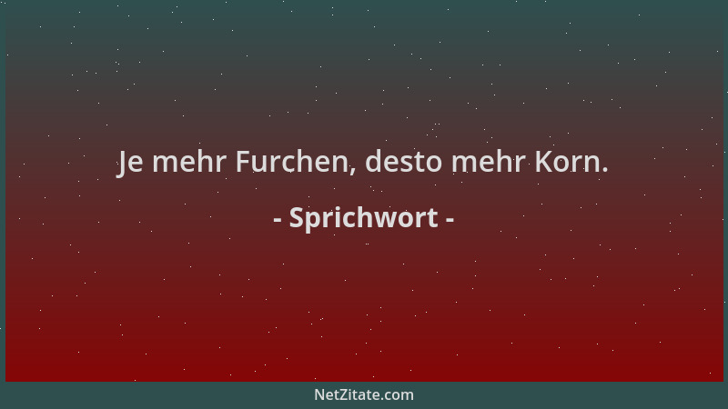 Sprichwort - Je mehr Furchen, desto mehr Korn....
