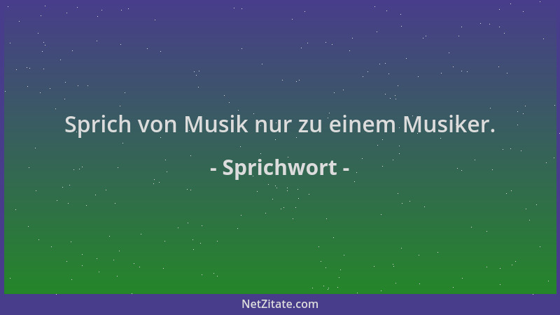 Sprichwort - Sprich von Musik nur zu einem Musiker....