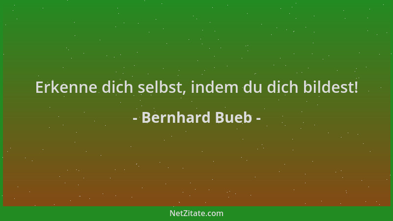 Bernhard Bueb - Erkenne dich selbst, indem du dich bildest!...