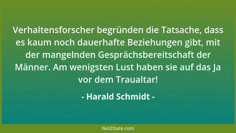 Harald Schmidt - Verhaltensforscher begründen die Tatsache, dass es kaum noch dauerhafte Beziehungen gibt, mit der mangelnd...