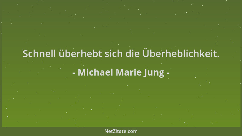 Michael Marie Jung - Schnell überhebt sich die Überheblichkeit....