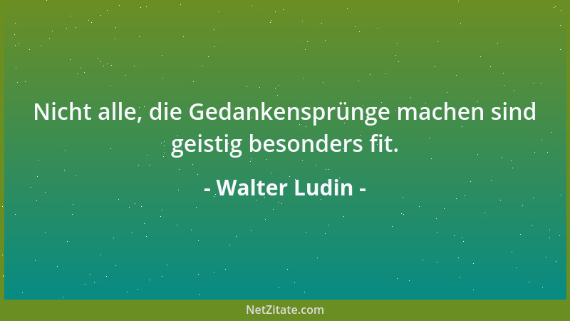 Walter Ludin - Nicht alle, die Gedankensprünge machen sind geistig besonders fit....