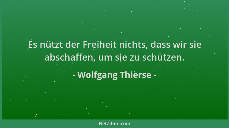 Wolfgang Thierse - Es nützt der Freiheit nichts, dass wir sie abschaffen, um sie zu schützen....