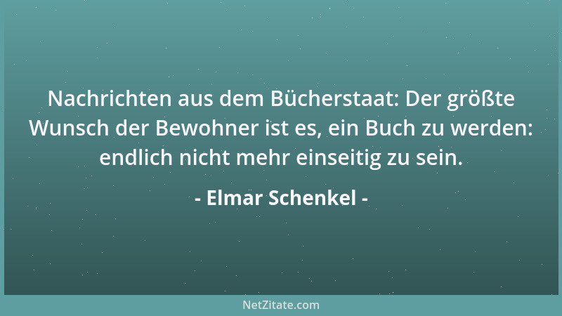 Elmar Schenkel - Nachrichten aus dem Bücherstaat: Der größte Wunsch der Bewohner ist es, ein Buch zu werden: endlich nicht...