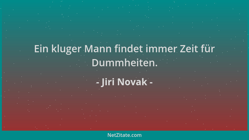 Jiri Novak - Ein kluger Mann findet immer Zeit für Dummheiten....