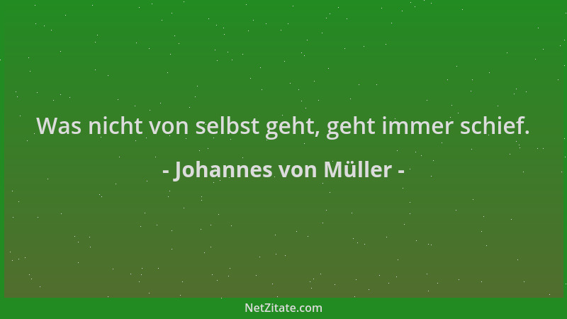 Johannes von Müller - Was nicht von selbst geht, geht immer schief....