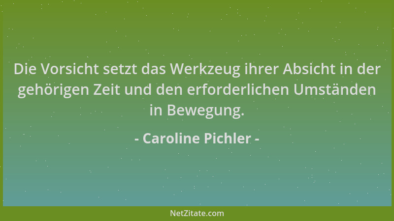 Caroline Pichler - Die Vorsicht setzt das Werkzeug ihrer Absicht in der gehörigen Zeit und den erforderlichen Umständen in...