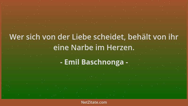Emil Baschnonga - Wer sich von der Liebe scheidet, behält von ihr eine Narbe im Herzen....