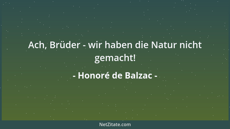 Honoré de Balzac - Ach, Brüder - wir haben die Natur nicht gemacht!...