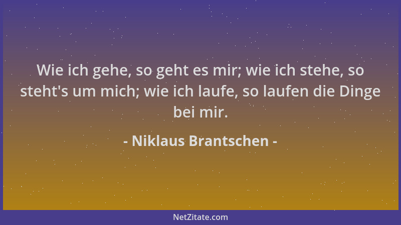 Niklaus Brantschen - Wie ich gehe, so geht es mir; wie ich stehe, so steht 's um mich; wie ich laufe, so laufen die Dinge be...