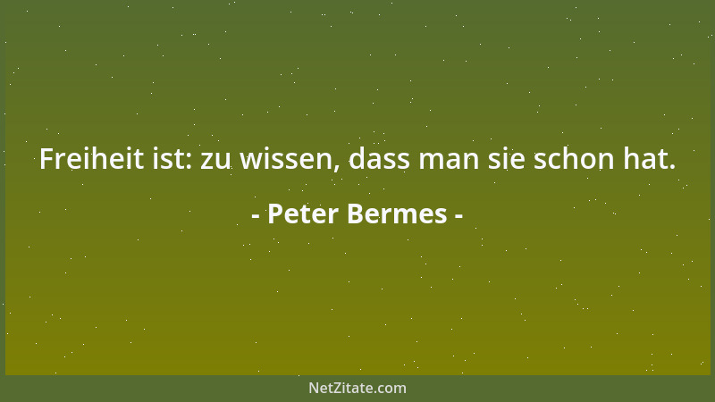 Peter Bermes - Freiheit ist: zu wissen, dass man sie schon hat....