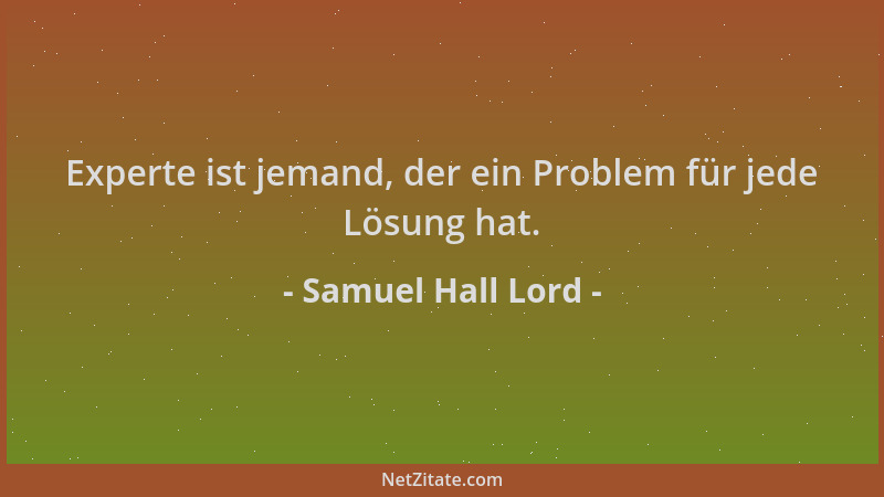 Samuel Hall Lord - Experte ist jemand, der ein Problem für jede Lösung hat....