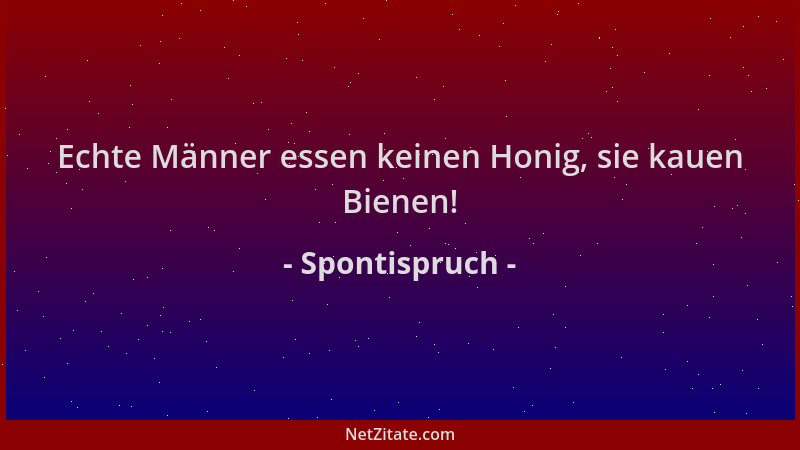 Spontispruch - Echte Männer essen keinen Honig, sie kauen Bienen!...