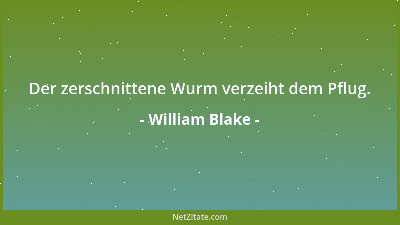 William Blake - Der zerschnittene Wurm verzeiht dem Pflug....