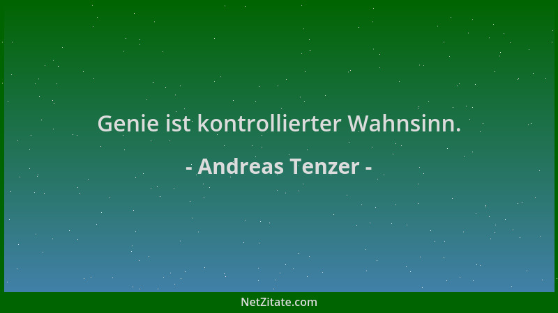 Andreas Tenzer - Genie ist kontrollierter Wahnsinn....