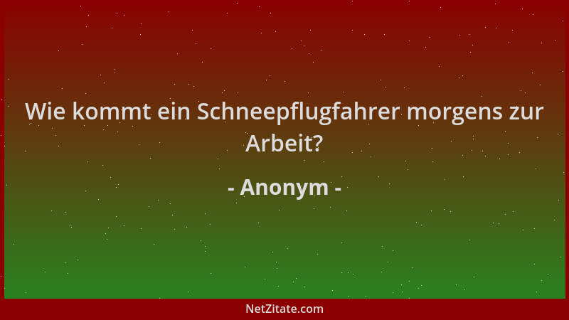 Anonym - Wie kommt ein Schneepflugfahrer morgens zur Arbeit?...