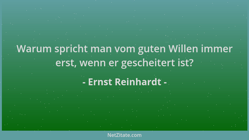 Ernst Reinhardt - Warum spricht man vom guten Willen immer erst, wenn er gescheitert ist?...