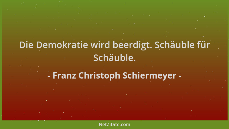 Franz Christoph Schiermeyer - Die Demokratie wird beerdigt. Schäuble für Schäuble....