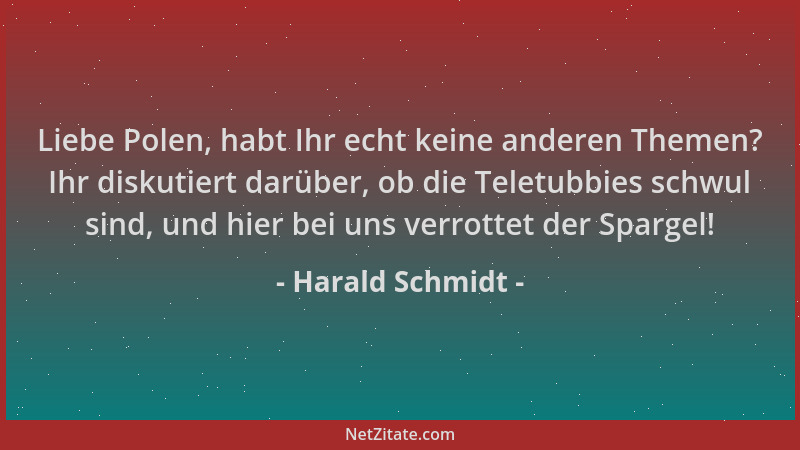 Harald Schmidt - Liebe Polen, habt Ihr echt keine anderen Themen? Ihr diskutiert darüber, ob die Teletubbies schwul sind, u...