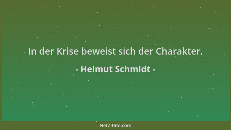 Helmut Schmidt - In der Krise beweist sich der Charakter....