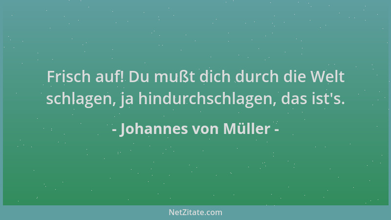 Johannes von Müller - Frisch auf! Du mußt dich durch die Welt schlagen, ja hindurchschlagen, das ist 's....