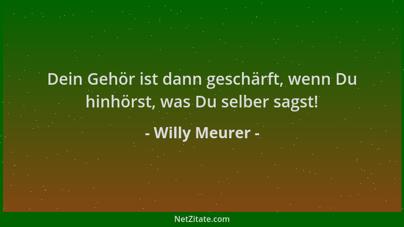 Willy Meurer - Dein Gehör ist dann geschärft, wenn Du hinhörst, was Du selber sagst!...