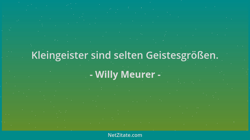 Willy Meurer - Kleingeister sind selten Geistesgrößen....