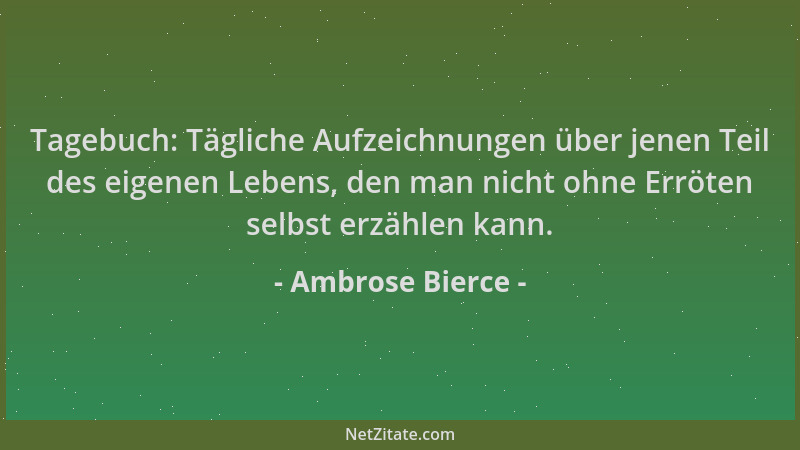 Ambrose Bierce - Tagebuch: Tägliche Aufzeichnungen über jenen Teil des eigenen Lebens, den man nicht ohne Erröten selbst er...