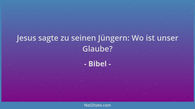 Bibel - Jesus sagte zu seinen Jüngern: Wo ist unser Glaube?...