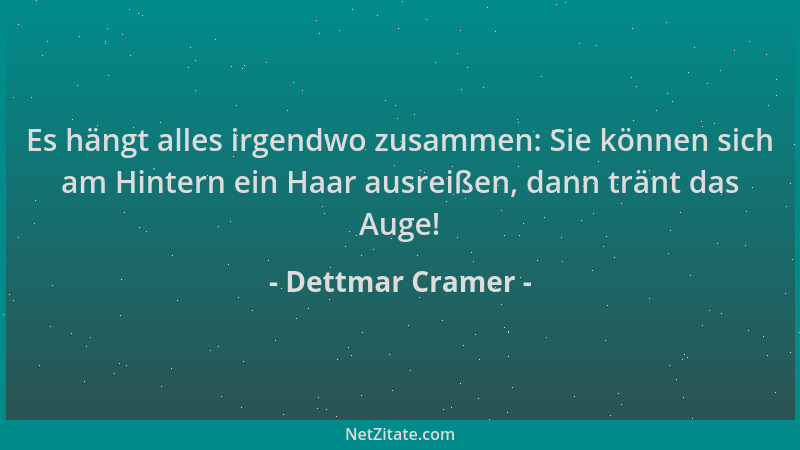 Dettmar Cramer - Es hängt alles irgendwo zusammen: Sie können sich am Hintern ein Haar ausreißen, dann tränt das Auge!...