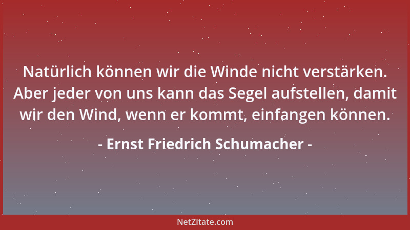 Ernst Friedrich Schumacher - Natürlich können wir die Winde nicht verstärken. Aber jeder von uns kann das Segel aufstellen,...