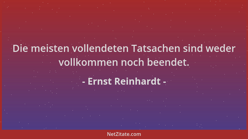 Ernst Reinhardt - Die meisten vollendeten Tatsachen sind weder vollkommen noch beendet....