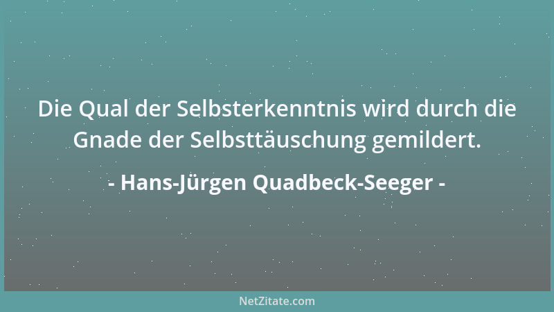 Hans-Jürgen Quadbeck-Seeger - Die Qual der Selbsterkenntnis wird durch die Gnade der Selbsttäuschung gemildert....