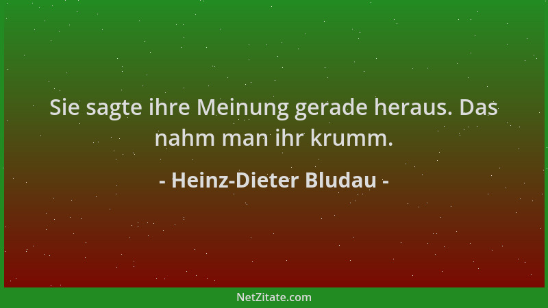 Heinz-Dieter Bludau - Sie sagte ihre Meinung gerade heraus. Das nahm man ihr krumm....
