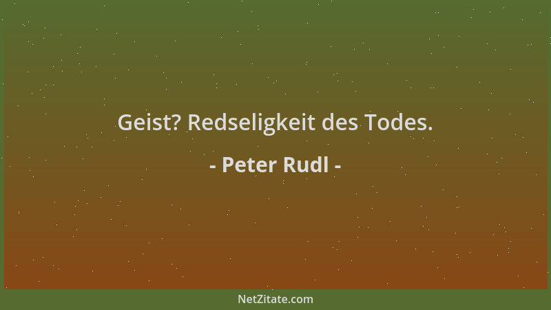 Peter Rudl - Geist? Redseligkeit des Todes....