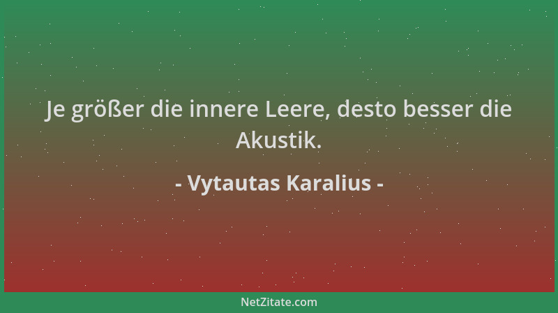 Vytautas Karalius - Je größer die innere Leere, desto besser die Akustik....