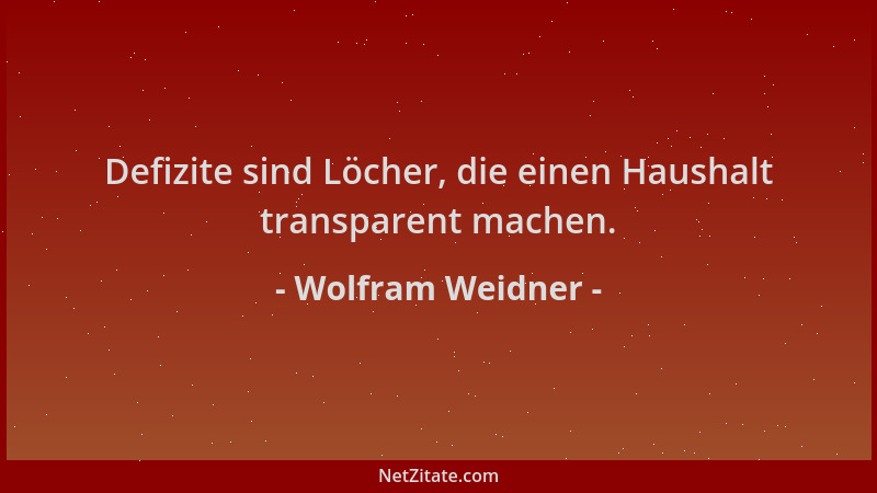 Wolfram Weidner - Defizite sind Löcher, die einen Haushalt transparent machen....
